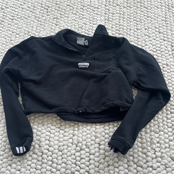 adidas Tops - Adidas Black Cropped Sweatshirt